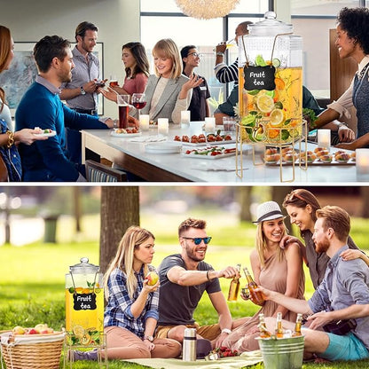 Drink Dispenser,2 Gallon Drink Dispensers for Parties,Beverage Dispenser with Stand,Glass Lid and Stainless Steel Spigot Leak-proof, Ideal for Lemonade,Juice, Tea, and Party Drinks - Image 7