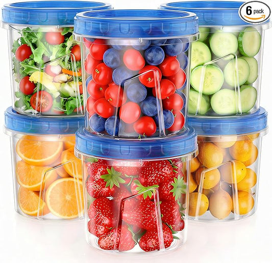 6 Pack-24 OZ Freezer Storage Containers Set, Small Plastic Containers with Twist Top Lids, Reusable Soup Containers for Meal Prep, Lunch, Leftovers