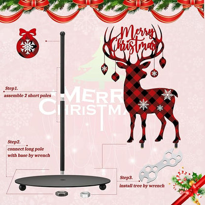 Thyle Christmas Paper Towel Holder with Round Base Reindeer Buffalo Plaid Christmas Bathroom Decor Rustic Elk Family Dispenser Kitchen Paper Holder Stand for Winter Xmas Countertop Home Accessories