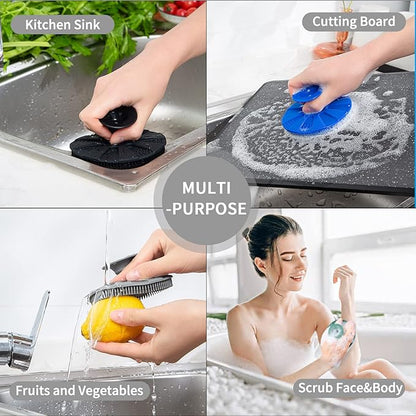Silicone Sponge, BEAUTAIL Non-Scratch Scrub Sponges for Washing Dishes, Kitchen Fruit Vegetable Cleaning Brush, Long Lasting and Reusable Dishwashing Scrubber, Suction Up Hang Designed, 1 Pack, Gray - Image 6