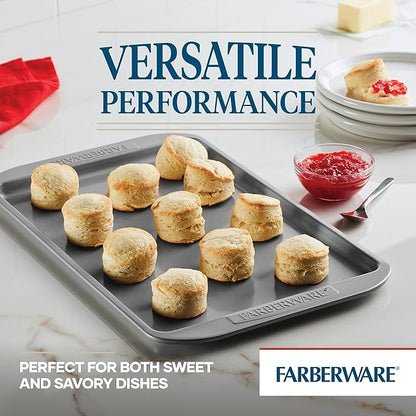 Farberware Nonstick Bakeware 3-Piece Cookie Pan Set, Gray - Image 3
