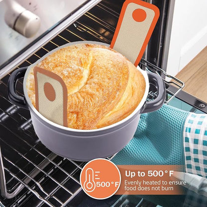Silicone Bread Sling for Dutch Oven, 2 PCS Non-Stick & Easy Clean Reusable Silicone Bread Baking Mat with Long Handles, Easy to Transfer Sourdough Bread (2Pack Round, Orange) - Image 5