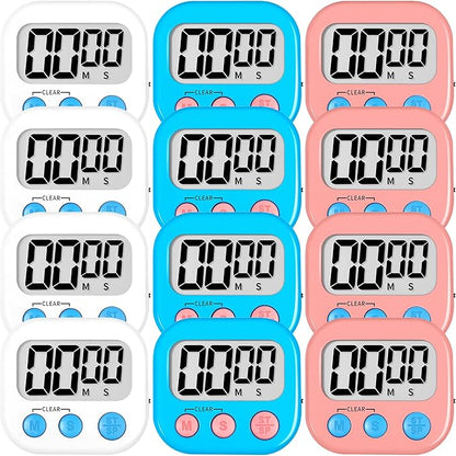 ZILLEEN 12 Pack Kitchen Timers for Cooking Digital Classroom Timers for Kids Teachers White Pink Blue by ZILLEEN