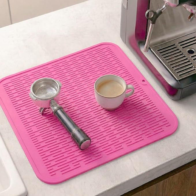 MicoYang Silicone Dish Drying Mat for Multiple Usage,Easy clean,Eco-friendly,Heat-resistant Silicone Mat for Kitchen Counter or Sink,Refrigerator or Drawer Liner Rose XL 18 inches x 16 inches - Image 8