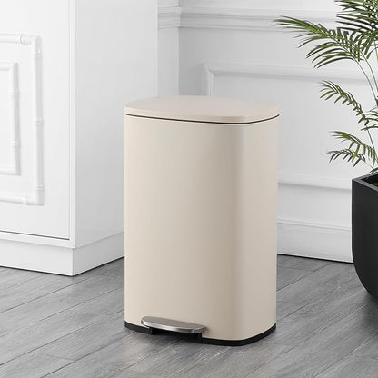 happimess HPM1006F Connor Rectangular 13-Gallon Trash Can with Soft-Close Lid and Free Mini Trash Can, Fingerprint Resistant, Modern, Minimalistic for Home, Kitchen, Office, Bathroom, Limestone Beige - Image 2