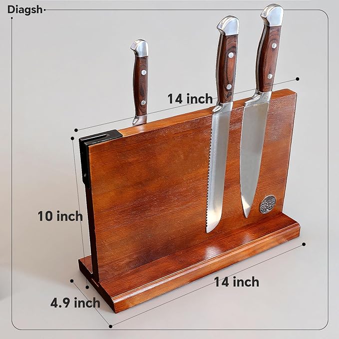 Knife Set with Block, Magnetic Knife Block Set with Knives for Home Chefs and Professionals, Safe Storage