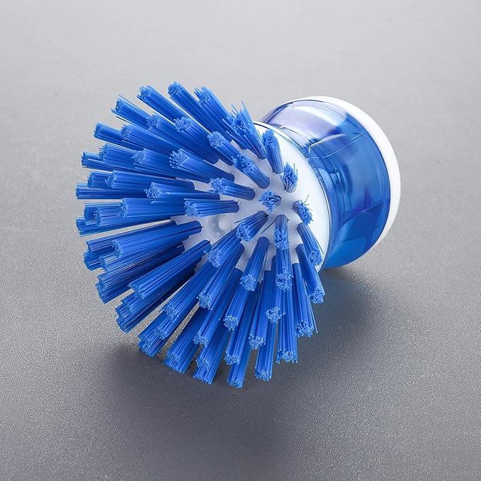 Dish Brush with Soap Dispenser for Dishes Pot Pan Kitchen Sink Scrubbing, Blue 2 Pack - Image 2