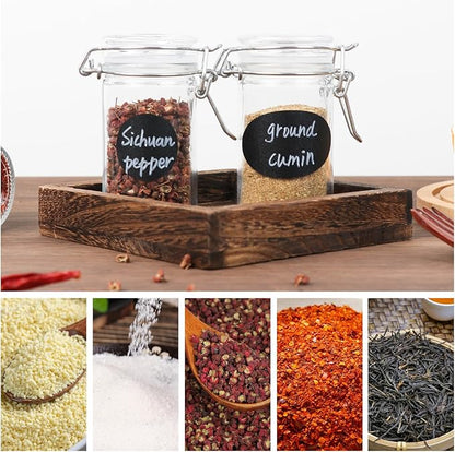 2.3 oz Small Glass Stash Jars with Labels, 12 Pack Mini Spice jars with Airtight Seal, Empty Spice Bottles with Silicone Rubber Gasket for Herb Tea Seasoning Storage