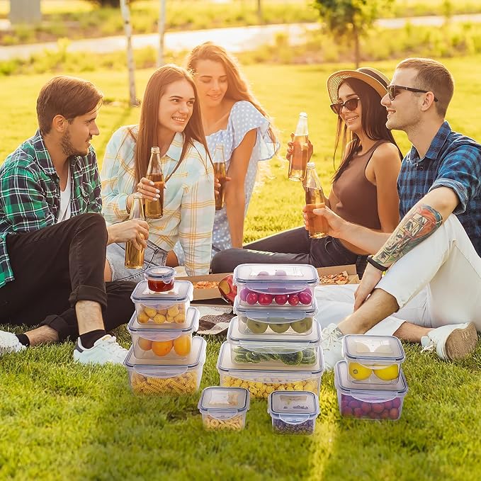 34 PCS Food Storage Containers with Lids Airtight(17 Lids &17 Containers) - Microwave/Dishwasher Safe 100% Leakproof Storage Containers for Meal Prep Kitchen Storage Organization with Labels & Pen - Image 7