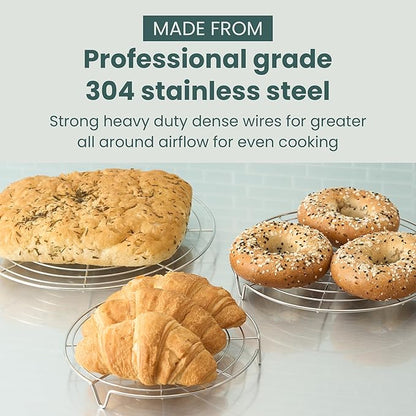 Ultra Cuisine 3 Set Round Cooling Racks for Cooking and Baking – Oven & Dishwasher-Safe, 100% Stainless Steel Steaming and Baking Rack - Fits Air Fryer, Pressure Cooker & Cake Pan (7.5, 9 & 10.5 Inch) - Image 6
