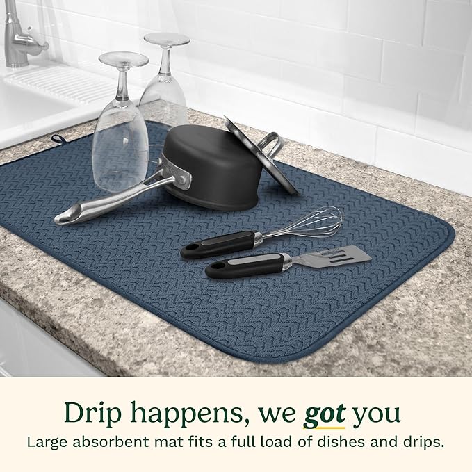 Cuisinart Dish Drying Mats for Kitchen Counter - (2) 18" x 24" Ultra Absorbent Dish Drying Mat XL - Foldable, Machine Washable, Fast Drying Dish Mat (Geostripe) - Image 2