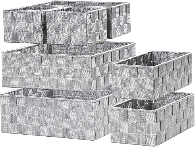Posprica Small Baskets for Organizing(7 Set) Woven Storage for Shelves, Bathroom, Decorative Closet Organizer, Dresser Bins, Shelf by Posprica