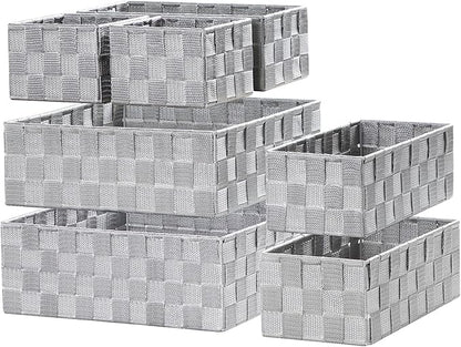 Posprica Small Baskets for Organizing(7 Set) Woven Storage for Shelves, Bathroom, Decorative Closet Organizer, Dresser Bins, Shelf by Posprica