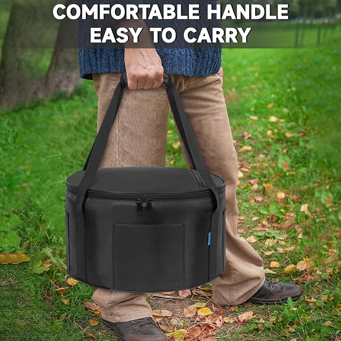 Dutch Oven Bag for 14 Inch,Durable Camp Dutch Oven Storage Bag,Carry Bag Extra Pockets and Sturdy Handles
