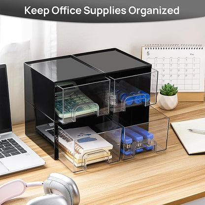 Vtopmart Black Small Stackable Storage Drawers, Cologne Organizer for Men,Plastic Containers for Vanity, Dresser,Office Desk,Bathroom Countertop Organization,Ideal for Room Decor,Gifts for Men - Image 5