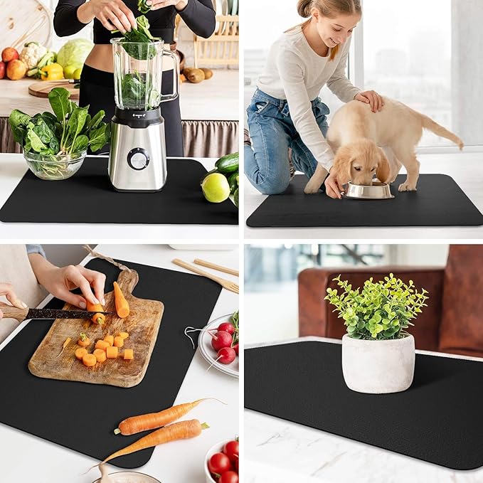 WISELIFE Dish Drying Mat Super Absorbent Drying Mat Large Dish Drying Mats for Kitchen Counter Easy Clean Dish Mat Kitchen Drying Mat18"x 28" Classic Black - Image 6