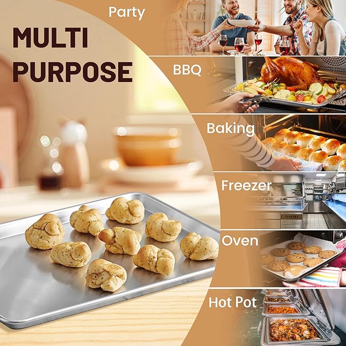 BIEAMA 6 Pack Half Size Baking Sheet Pan Aluminum Commercial Pan for Oven Freezer Bakery Hotel Restaurant 18" × 13" - Image 9