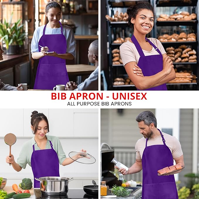 Utopia Kitchen 10 Pack Bib Apron Adjustable with 2 Pockets, Water and Oil Resistant, Cooking Kitchen Chef Apron for Women Men - Image 5