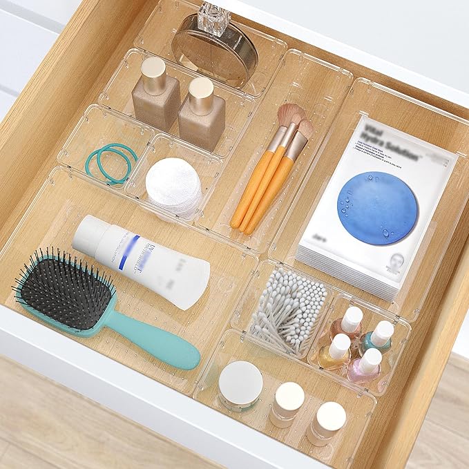 StorMiracle 23 PCS Clear Plastic Drawer Organizers Set, 4 Size Desk Drawer Organizer Trays for Makeup, Jewelry, Kitchen Utensils, Gadgets and Office Accessories - Image 5