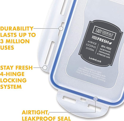 LOCK & LOCK Easy Essentials Food lids/Pantry Storage/Airtight containers, BPA Free, Square-16.9 Cup-for Chips, Clear (Pack of 3)