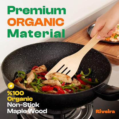 Riveira Maple Wooden Spoons for Cooking Set of 6 – Natural Maple Wooden Cooking Utensils, Wooden Spatula, Wooden Spoon - Premium Quality Utensil Set for Non-Toxic Cooking - Image 2