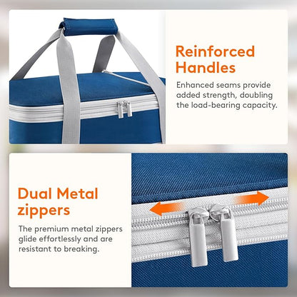 Lifewit Insulated Double Decker Casserole Carrier, Expandable Lasagna Lugger Tote Bag for Hot or Cold Food, Fits 9" x 13" Baking Dish for Potluck Parties, Picnic and Cookouts, Pure Blue