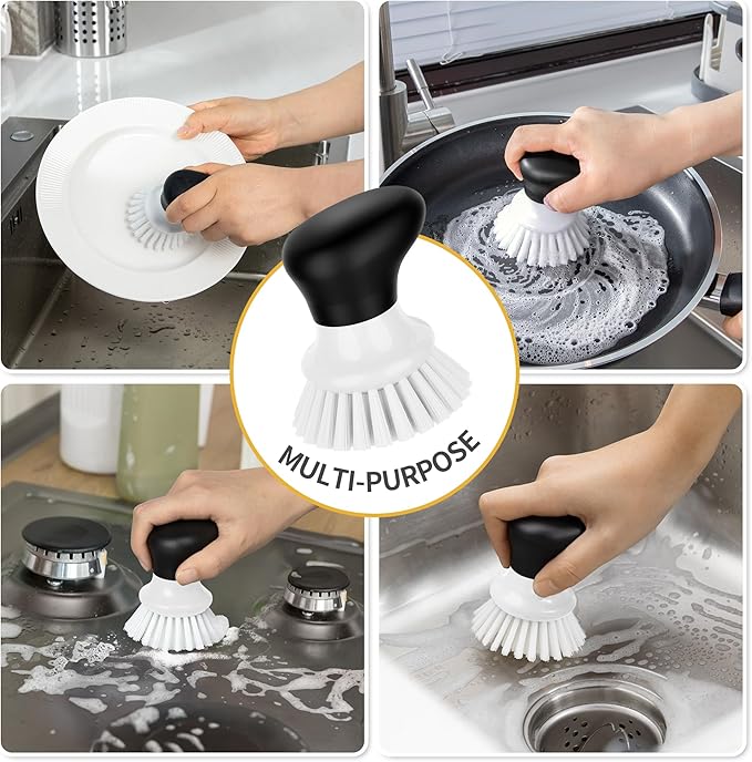 MR.SIGA Dish Scrub Brush, Palm Brush Dish Scrubber with Ergonomic Grip, Kitchen Brushes for Dishes, White, Pack of 2 - Image 7