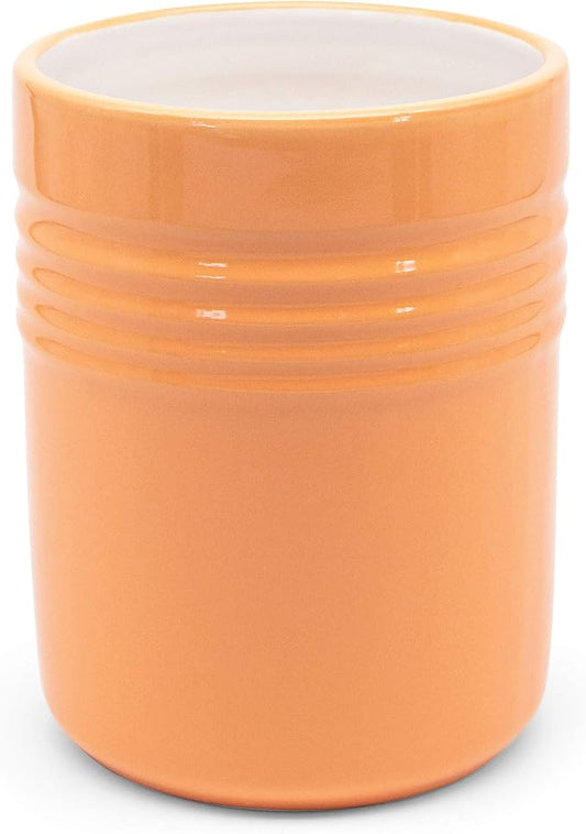KooK Utensil Holder, Counter Holder for Kitchen, Ceramic, Premium Dining, Organizer, Countertop Decor, 5.3”, Dishwasher Safe (Coral)