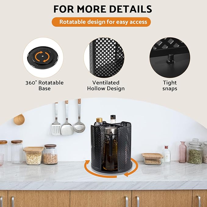 Rotating Paper Cup Dispenser, Cup Holder with 4 Compartments, Disposable Coffee Cup Dispenser Removable, Plastic Cup Storage & Lid Holder for Countertops, Kitchen, Coffee Stations (Black) - Image 4