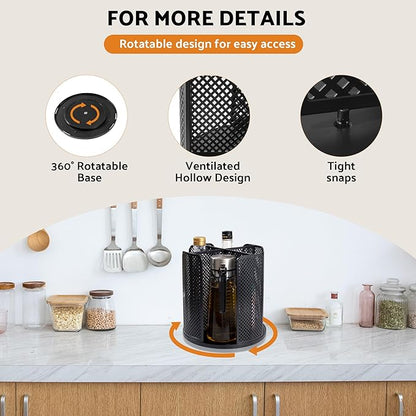 Rotating Paper Cup Dispenser, Cup Holder with 4 Compartments, Disposable Coffee Cup Dispenser Removable, Plastic Cup Storage & Lid Holder for Countertops, Kitchen, Coffee Stations (Black) - Image 4