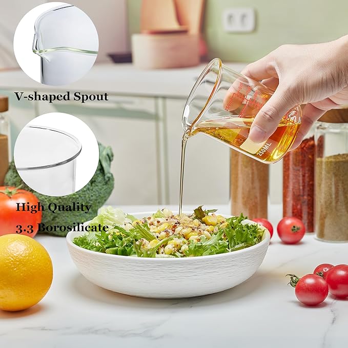 High Borosilicate Glass Measuring Cup-V-Shaped Spout,250ml(8OZ) Glass Measuring Beaker for Kitchen or Restaurant, Easy to Read - Image 2
