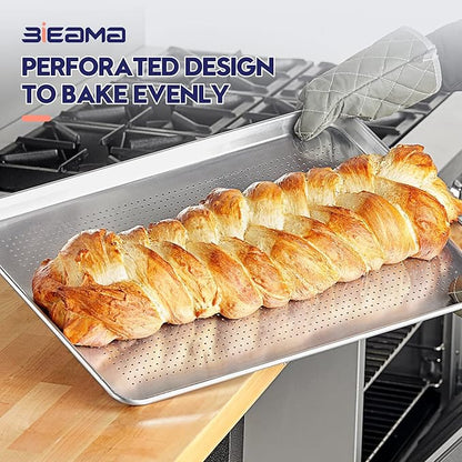 BIEAMA 6 Pack Half Size 18" x 13" Aluminum Baking Sheet Pan Perforated, Commercial Bakery Equipment Cookie Sheets, NSF Approved Baking Tray - Image 6
