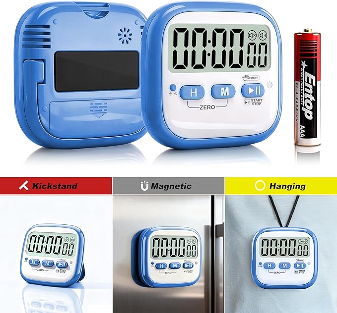 AyayaBoss 2-Pack Magnetic Kitchen Timers for Cooking, Digital Stop Watch Countdown Timer for Kids, Teachers, Classroom, Office, Exercise - Battery Included - Image 6