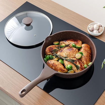 SENSARTE Nonstick Deep Frying Pan Skillet, 10-inch Saute Pan with Lid, Stay-Cool Handle, Cooking Pan, Healthy Stone Cookware Induction Compatible - Image 7