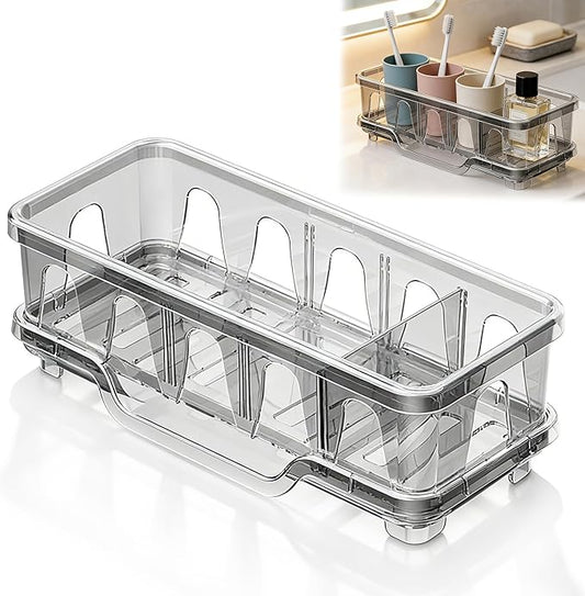 Kitchen Sink Sponge Holder, Sink Caddy Organizer with Compartments, Self-Draining and Easy-Clean Design, Sink Caddy for Kitchen Sink, Bathroom, Vanity, Countertop Storage, Kitchen Sink Caddy Organizer by Unknown