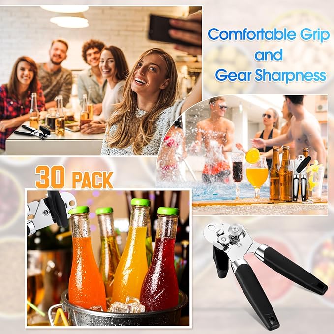 Gisafai 30 Pcs Manual Can Opener with Sharp Blade Smooth Edge Multifunctional Kitchen Gadget Handheld Openers Oversized Handheld Knob Can and Bottle Animals - Image 6