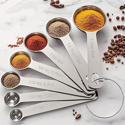 TILUCK Stainless Steel Measuring Spoons Set,Coffee Scoop Spoon,Kitchen Gadgets for Cooking & Baking,Set of 7 - Image 6