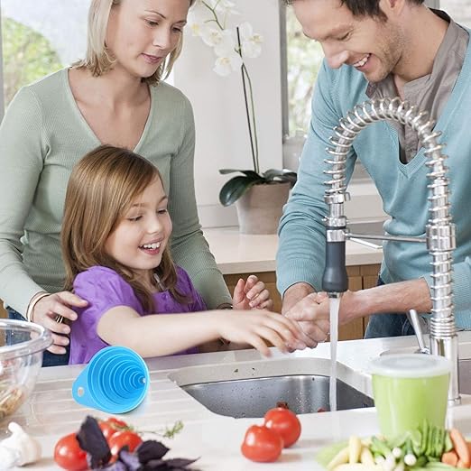 Funnels for Kitchen Use, Food Grade Silicone Collapsible Kitchen Funnel (Blue) - Image 5