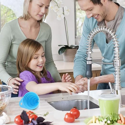 Funnels for Kitchen Use, Food Grade Silicone Collapsible Kitchen Funnel (Blue) - Image 5
