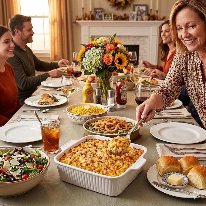 Dizada 10" Square Casserole Dish with Lid - 2-in-1 Porcelain Baking Dish 2.6 Qt, Oven to Table Ceramic Bakeware for Lasagna, Cake, Microwave Dishwasher Safe