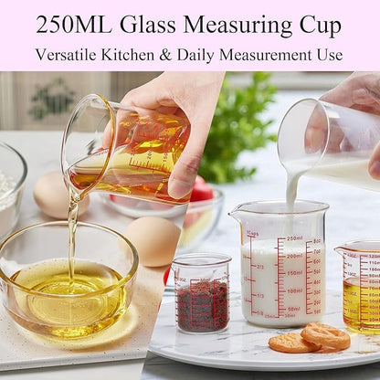 High Borosilicate Glass Measuring Cup Set-V-Shaped Spout，Includes 250ml(8OZ), 500ml(16OZ), and 1000ml(32OZ) Glass Measuring Beaker for Kitchen or Restaurant, Easy to Read - Image 5