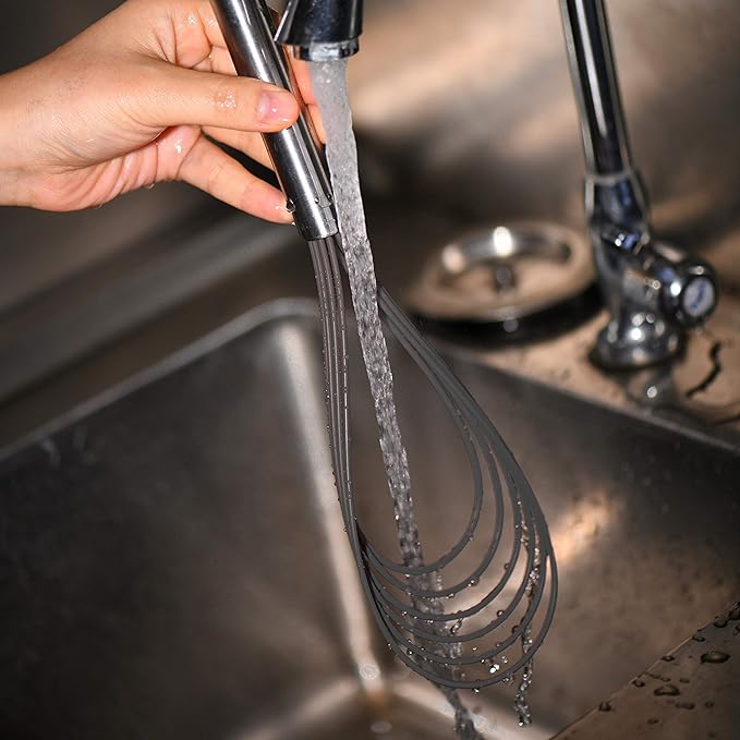 Flat Whisks Stainless Steel,3 Pack 10''+11''+12'' Set Premium Sturdy-6 Silicone Heads Non Stick Wires Whisk for Blending Beating Stirring Kitchen Cooking Color Grey by Jell-Cell - Image 5