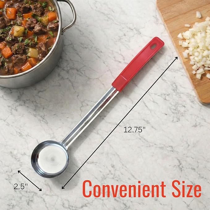 2 Ounce Solid Stainless Steel Portion Control Ladle Spoon for Measuring and Serving; Commercial Grade Serving Scoops [Pack of 2] - Image 6