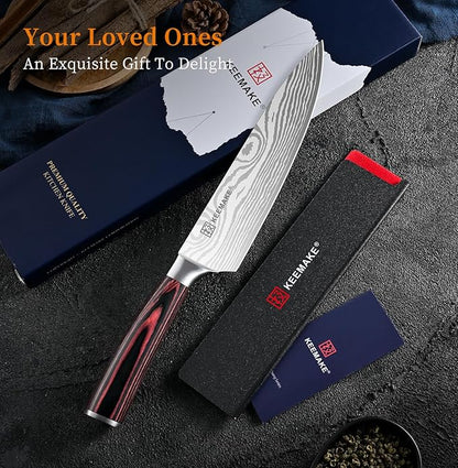 KEEMAKE Chef Knife - 8 Inch High Carbon Stainless Steel Kitchen Knife with Ergonomic Handle, Professional Kitchen Gadgets with Gift Box for Men and Women, Mothers Day Gifts - Image 5