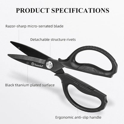 Sunnecko Kitchen Scissors All Purpose Heavy Duty Scissors Titanium Coated, Kitchen Shears for Food, Micro Serrated with Detachable Blades - Image 2