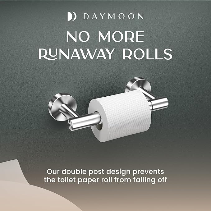 Day Moon™ - Toilet Paper Holder - Modern Roll Holder for Bathroom - 1 Pack - Wall Mount - Classic, Polished Chrome - Image 6