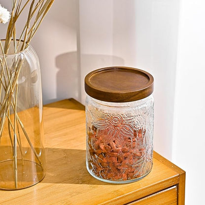 Adodeen 24oz Vintage Glass Canister With Lid Small Glass Jars Wide Mouth Mason Jars Airtight Coffee Canisters Kitchen Storage Containers For Sugar Tea Spice Flour Candy Cookie Cereal Cute Decorative - Image 7