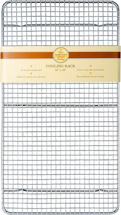 Mrs. Anderson's Baking Professional Cooling Rack, Heavy Duty Steel, 10 x 18 x 0.75-Inches