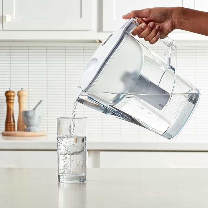 Amazon Basics 10-Cup Pitcher with Filter Compatible with Brita Water Filter Pitcher for Clean, Crisp Water, WQA and NSF Certified, Made in Europe - Image 5