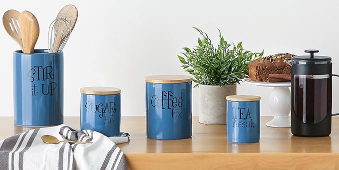DII Kitchen Accessories Retro Collection, Ceramics, Utensil Holder, Blue - Image 5